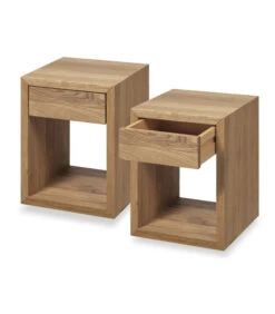 2 X Zwevend Nachtkastje HUGO In Eikenhout