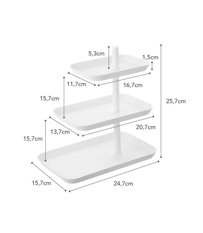 Yamazaki Serving Stand 3 Tiered - Tower - White 5 Yamazaki Serving Stand 3 Tiered - Tower - White - Afbeelding 5