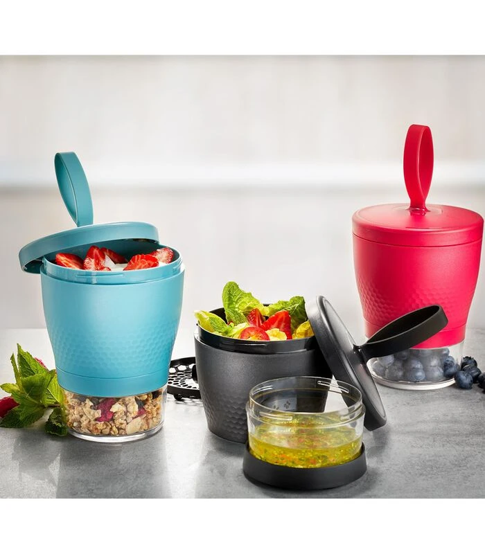 GEFU Snackbox FOODIE, 570 Ml En 185 Ml, Framboosrood 2 GEFU Snackbox FOODIE, 570 Ml En 185 Ml, Framboosrood - Afbeelding 2