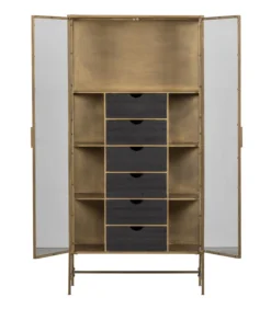 Exclusive Kayaz Vitrinekast - Metaal - Brass - 187x90x40 -Huishoudelijke Producten Winkel 20ca9496ad354fca961b6661b31650c0