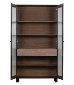WOOOD Goos 2-deurs Vitrinekast - Grenen - Zwart/Walnoot - 200x110x44 -Huishoudelijke Producten Winkel 210c2a37c8154891a64ea1e819278ae9