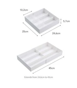 Yamazaki Extendable Cutlery Tray With Slide - Tower - White -Huishoudelijke Producten Winkel 25bb1595ceb74e48ab3a2b5f2efba968