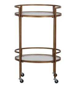 Exclusive Zora Trolley - Metaal/Glas - Antique Brass - 79x50x50 -Huishoudelijke Producten Winkel 272c87dc8f454a298391e04ad0f62ef7