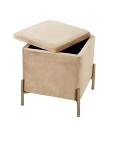 Leitmotiv Poef Snog - Zandbruin/Goud - 45x45x47cm -Huishoudelijke Producten Winkel 2844bf3dc1864c72895ad59fc120ab83