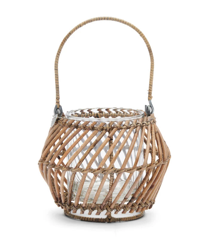 Waxinelichtjeshouder - Theelichthouder - Rustic Rattan Diagonal Weave - Naturel 1 Waxinelichtjeshouder - Theelichthouder - Rustic Rattan Diagonal Weave - Naturel