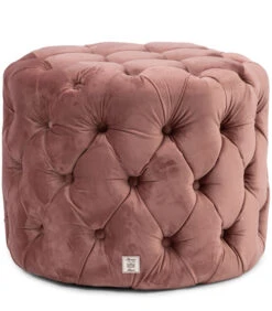 Riviera Maison Poef Rond Velvet 55 Cm - Opera Voetenbankje - Roze