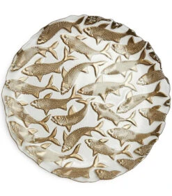 Serveerschaal - Shoal Of Fish - Goud - 1 Stuk - Glas