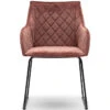 Eetkamerstoel Met Armleuning - Isco Drive Dining Armchair - Velvet - Roze