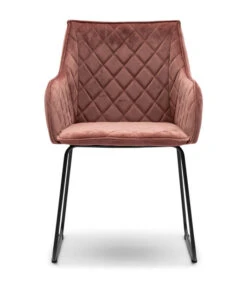 Eetkamerstoel Met Armleuning - Isco Drive Dining Armchair - Velvet - Roze