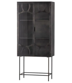 BePureHome Gracious Vitrinekast - Metaal - Zwart - 181x81x41 -Huishoudelijke Producten Winkel 3a5a3806a7fa47b0851c817450dc9591