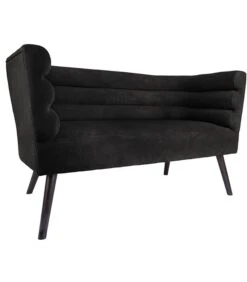 Leitmotiv Bank Explicit - Suede Look Zwart - 128x71x74cm -Huishoudelijke Producten Winkel 4118e89aacee405899fac0aede8f3065