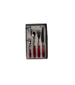 Bestekset Mona Lisa 18/10 16-delig Rood Zilver 4-persoons -Huishoudelijke Producten Winkel 426704d4767744818bacb0f1df20be54