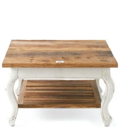 Bijzettafel Hout - Driftwood Table - 70x70 Cm - Wit