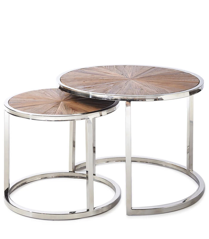 Bijzettafel Rond - Greenwich Table - Set Van 2 Stuks - Zilver 1 Bijzettafel Rond - Greenwich Table - Set Van 2 Stuks - Zilver