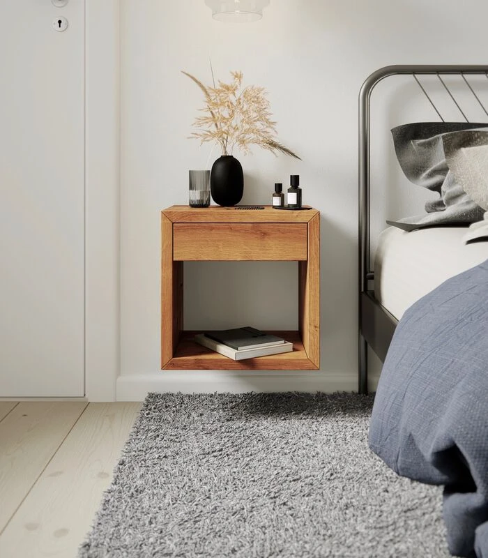 Zwevend Nachtkastje HUGO Met Lade In Eikenhout 2 Zwevend Nachtkastje HUGO Met Lade In Eikenhout - Afbeelding 2