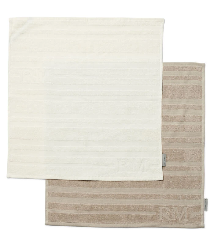 Keukenhanddoeken Set Van 2 Keukendoeken Vierkant - Ubuntu - Wit/ Beige 1 Keukenhanddoeken Set Van 2 Keukendoeken Vierkant - Ubuntu - Wit/ Beige