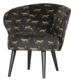 WOOOD Bo Fauteuil - Velvet - Panter Print - 71x69x76 -Huishoudelijke Producten Winkel 5443004e237a493dba4d439b8682c59c