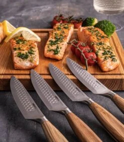 Steakmessenset Oslo+ - 4 Stuks - Multifunctioneel - Non-stick - Eikenhout -Huishoudelijke Producten Winkel 56c23d46225743098d378d79b3678d47