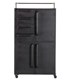 BePureHome Black Beauty Kast Op Wielen - Metaal - Zwart - 144x75x39