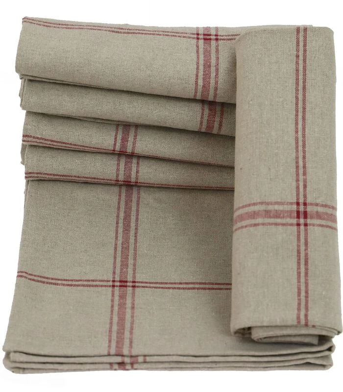 Set Van 6 Zuiver Linnen Keukenhanddoeken NORMANDIE 1 Set Van 6 Zuiver Linnen Keukenhanddoeken NORMANDIE