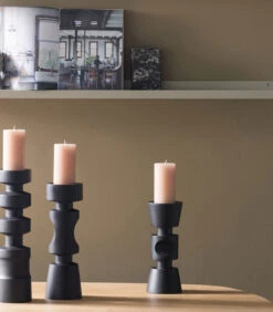 Midi Kandelaar - Mangohout - Zwart - 41x11x11 -Huishoudelijke Producten Winkel 5bf4cf57a9c64a688e2e6f6d85c21adb