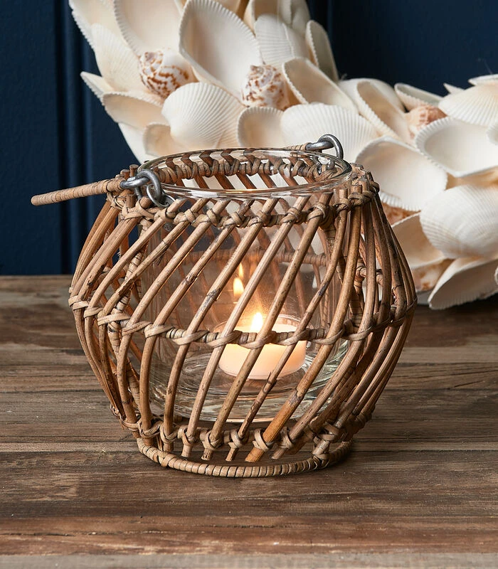 Waxinelichtjeshouder - Theelichthouder - Rustic Rattan Diagonal Weave - Naturel 2 Waxinelichtjeshouder - Theelichthouder - Rustic Rattan Diagonal Weave - Naturel - Afbeelding 2