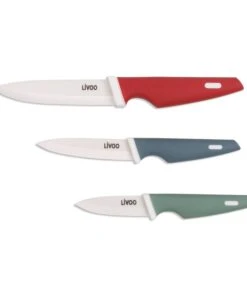 LIVOO Blok Met 3 Keramische Messen Met Houder -Huishoudelijke Producten Winkel 60132ca3401f45d4820f269b4889e368