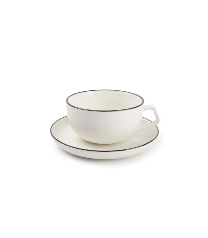 STUDIO BASE Kop En Schotel 220 Ml Wit (set/4) 2 STUDIO BASE Kop En Schotel 220 Ml Wit (set/4) - Afbeelding 2