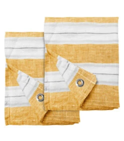 Set Van Twee Theedoeken 100% Linnen Geweven Strepen