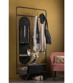 WOOOD Rink Kapstok Met Spiegel - Metaal - Zwart - 188x99x34 6 WOOOD Rink Kapstok Met Spiegel - Metaal - Zwart - 188x99x34 -Huishoudelijke Producten Winkel 6c7e0cde93f34ea5b924ca5f7a16af6f