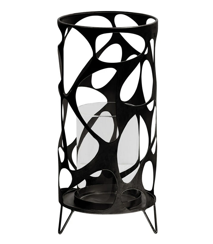 Jago Windlicht - Metaal - Zwart - 40x19x19 1 Jago Windlicht - Metaal - Zwart - 40x19x19