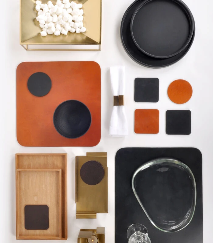 ELLIS Onderzetter Rond Donker Bruin 2 ELLIS Onderzetter Rond Donker Bruin - Afbeelding 2