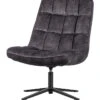 WOOOD Job Draaifauteuil - Velvet - Antraciet - 101x70x85