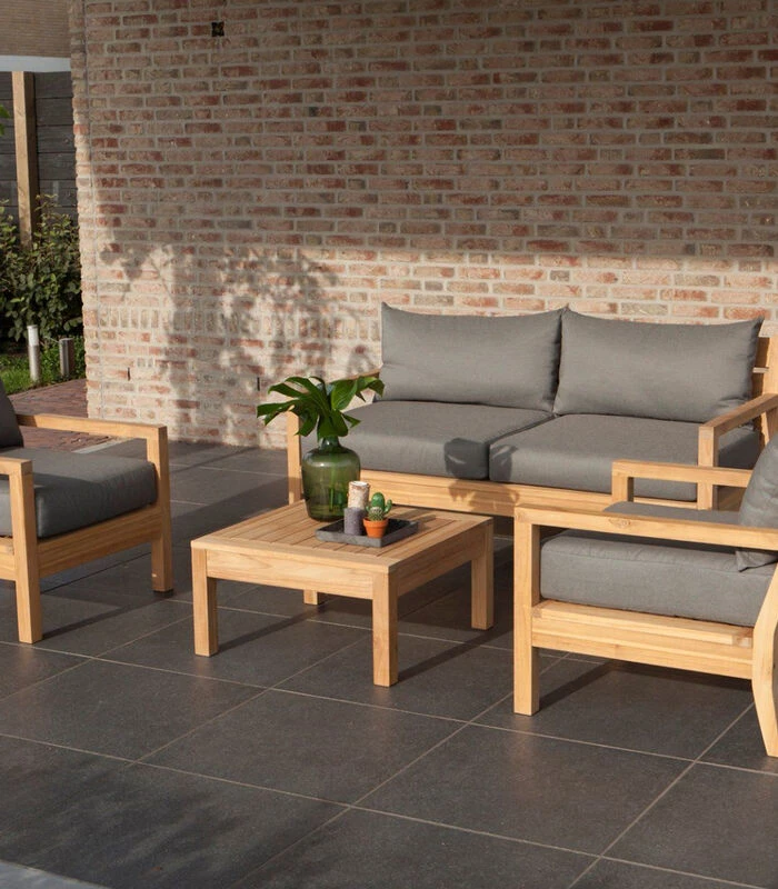 Loungestoel Tuin St. Peter - Teak - Grijs - 80x70x80 2 Loungestoel Tuin St. Peter - Teak - Grijs - 80x70x80 - Afbeelding 2