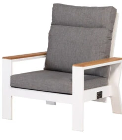 Verstelbare Tuinstoel Buiten - Aluminium - Wit - 93x82x84