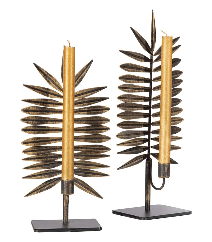 BePureHome Reef Kandelaren - Metaal - Brass - Set Van 2 1 BePureHome Reef Kandelaren - Metaal - Brass - Set Van 2