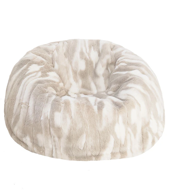 XL-poef In Beige Imitatiebont 1 XL-poef In Beige Imitatiebont