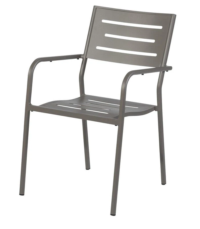 Tuinstoel Met Armleuning - Aluminium - Taupe - 85x56x53 1 Tuinstoel Met Armleuning - Aluminium - Taupe - 85x56x53