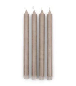 Lange Kaarsen - Dinner Candles ECO Flax 4pcs - Grijs/Beige - Set Van 2 X 4 Stuks