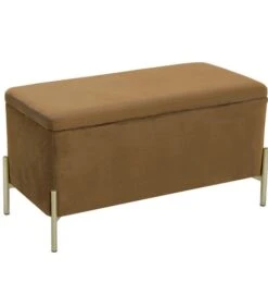 Leitmotiv Bank Snog XL - Velvet Cognac Bruin, Goud Geverfde Poten - 90x45x45cm
