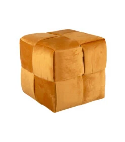 Leitmotiv Poef Weaved - Okergeel - 39x39x38cm