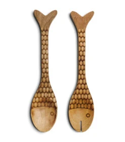 Saladebestek 2-Delig, Opscheplepels Vis - Classic Fish - Bruin