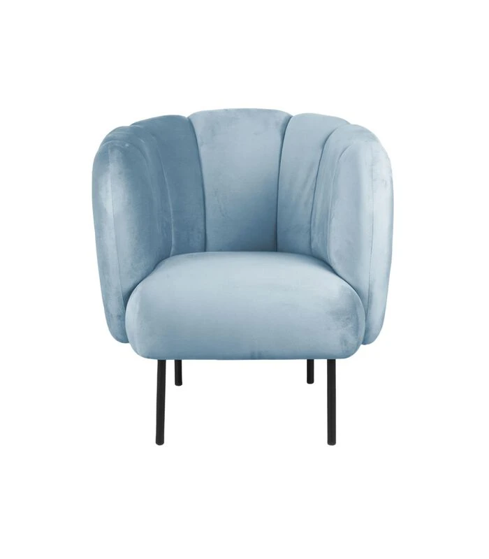 Leitmotiv Fauteuil Tulip Velvet - Blauw - 76x71x81cm 1 Leitmotiv Fauteuil Tulip Velvet - Blauw - 76x71x81cm