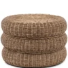 Riviera Maison Poef Rond - Rustic Rattan Macaron Voetenbankje - Bruin