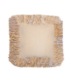 Buitenkussen Met Raffia-effect En Franjes