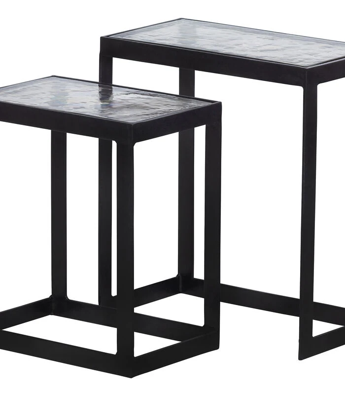 Dia Bijzettafels - Metaal/glas - Antique Brass - Set Van 2 2 Dia Bijzettafels - Metaal/glas - Antique Brass - Set Van 2 - Afbeelding 2