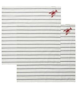 Servetten Katoen Set Gestreept Kreeft - Classic Lobster - Blauw/ Wit