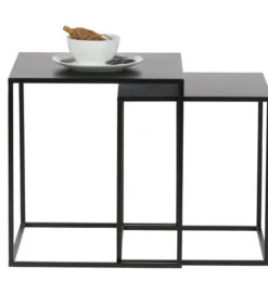WOOOD Ziva Bijzettafels - Metaal - Zwart - Set Van 2 -Huishoudelijke Producten Winkel ba095bbb7d3d45cfbb65d67e3b0d229a