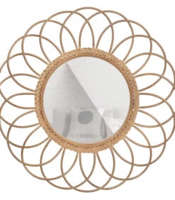 Flores Spiegel Rond - Bamboe - Naturel - 59x59x2