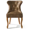 Eetkamerstoel Met Houten Poten, Gecapitonneerde Rugleuning - George Dining Chair - Pellini Leer - Coffee Bruin - 1 Stuk